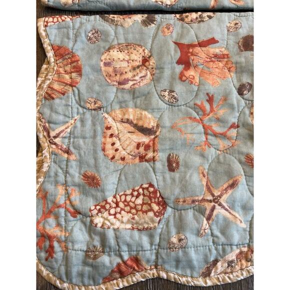 2 VTG Waverly Standard Pillow Shams Shore Thing Shells Beach Coastal Scalloped - Picture 4 of 10